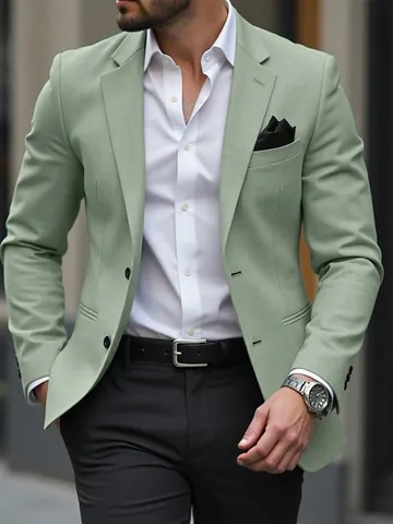 Chaqueta Blazer Slim Fit para Hombre Light Business Casual Solapa de Muesca Dos Botones para Fiesta Banquete Boda Top