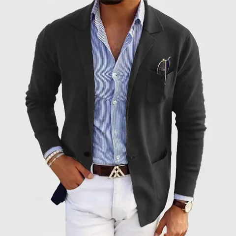 Men's Fashion Casual Blazer Slim Fit Business Suit Jacket Cotton Acrylic Blend Iron-Free Sport Coat For Wedding Party Daily