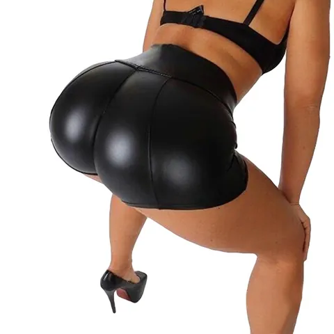 Women Sexy PU Leather Shorts High Waist Shiny Hot Pants Clubwear Nightclub Booty Shorts Bottom For Party Ladies