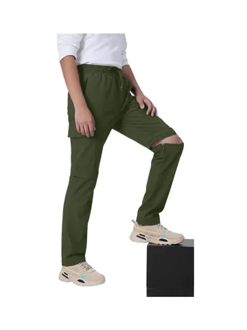 Men's Zip-Off Cargo Pants Waterproof Breathable Multi-Pocket Outdoor Casual Pants Straight Leg Drawstring Trousers For Men