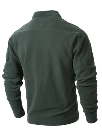 Men's Slim Fit Fleece Sweatshirt Stand Collar Button Mock Neck Pullover Long Sleeve Solid Casual Warm Sporty Top