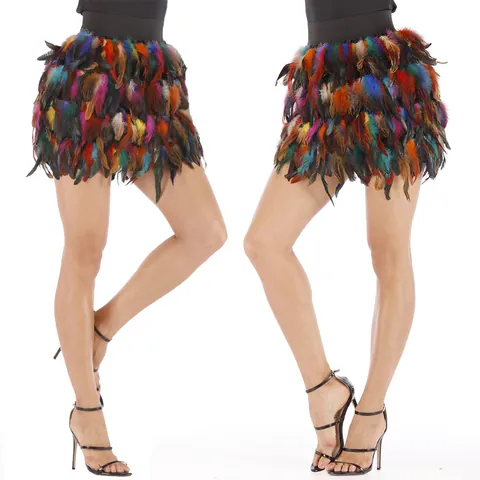 Luxe Kunstveren Rok Dames Onregelmatige Minirok Podium Optreden Kostuum Voor Jazzdans Sexy Clubwear Bottom