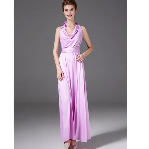 Women Sexy Multi-Way Bandage Maxi Dress 3/4 Sleeve Convertible Infinity Evening Gown Elegant Solid Color Polyester Spandex Dress