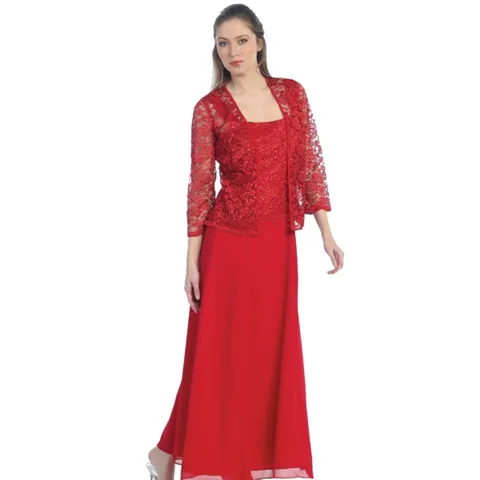 Women Plus Size Top And Bottom Lace Cardigan and Chiffon Maxi Dress Floral Lace Overlay Evening Gown Elegant Party Dress