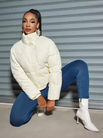 Women Winter Short Thick PU Leather Puffer Jacket Faux Leather Down Cotton Padded Coat Hoodless Lapel Loose Warm Outerwear