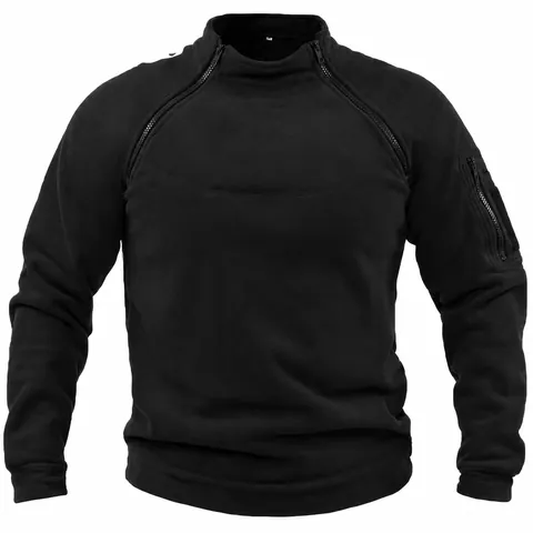 Felpa Tattica da Uomo con Colletto alla Coreana in Poliestere Caldo Pile Maglia a Nido d'Ape Pullover Outdoor Militare Top per Uomo