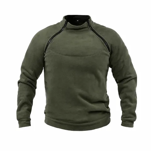 Felpa Tattica da Uomo con Colletto in Piedi in Pile Inverno Caldo Maglia a Nido d'Ape Top Sportivo