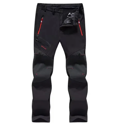 Pantaloni da Escursionismo Softshell Outdoor Unisex Impermeabili Foderati in Pile Pantaloni da Sci Antivento Caldi per Uomo Donna