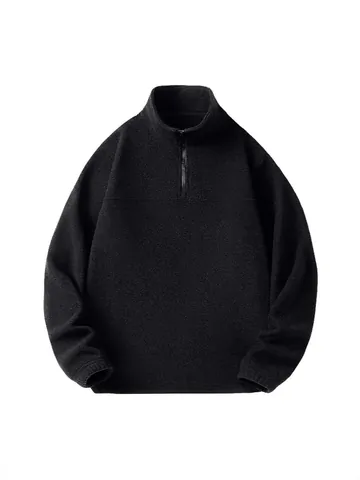 Felpa da Uomo con Colletto in Piedi in Pile Polare Mezza Zip Termica Invernale Pullover Tinta Unita Vestibilità Comoda Top Casuale a Manica Lunga