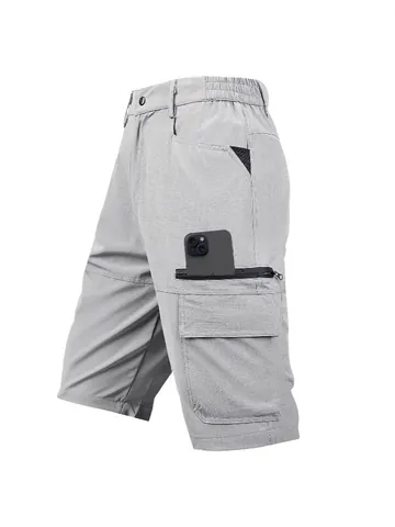 Men's Casual Multi-Pocket Cargo Shorts Summer Functional Straight Leg 3/4 Outdoor Techwear Quick Dry Polyester Spandex Bottoms