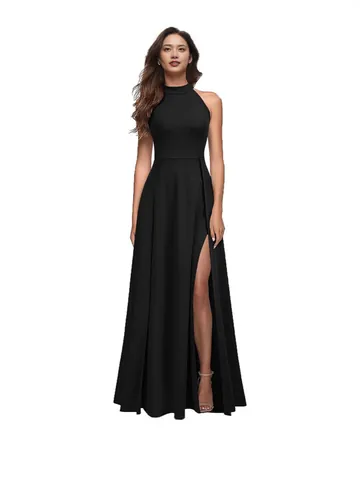 Women Halter Neck Sexy Evening Dress Summer High Split Cocktail Maxi Formal Gown For Party Wedding Banquet Women Clothing