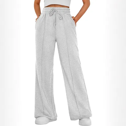 Women High Waisted Wide Leg Pants Casual Drawstring Jogger Sweatpants Loose Athletic Sports Long Trousers PVC Spandex Pants