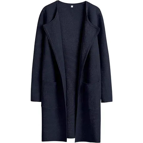 Cárdigan de Punto Largo para Mujer Holgado Cuello Solapa Abierto Chaqueta Suéter Con Bolsillos Casual Top de Abrigo