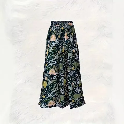 Jupe Maxi à la Mode pour Femmes avec Imprimé Floral Léopard Taille Haute Élastique Jupe Longue en Trapèze Décontractée d'Été pour Plage