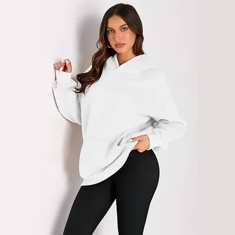 Women Loose Hooded Sweatshirt Casual Sports Long Sleeve Pullover Oversized Warm Polyester Top Hoodie For Autumn Winter