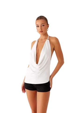 Top Halter Donna Sexy Scollo a Cappuccio Schiena Scoperta Tinta Unita Scollo a V Profondo Senza Maniche Estate Festa Poliestere