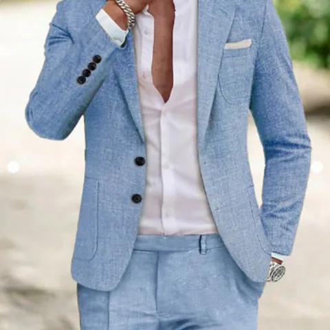 Men's Digital Print Suit Set Top And Bottom Two-Piece Large Size Casual Business Suit Jacket And Trousers