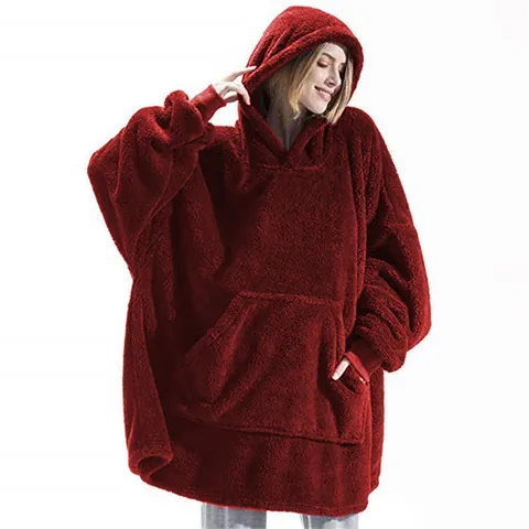 Manta Sudadera Gigante Con Capucha Para Mujer Hombre Vellón Sherpa Ultra Suave Cálida Sudadera Con Capucha Con Bolsillo Delantero