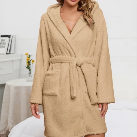 Vrouwen Schattige Dierenoren Met Capuchon Pluche Ochtendjas Warm Zacht Flannel Fleece Nachtkleding Lange Mouwen Casual Huis Badjas Met Riem Zak