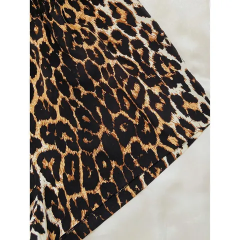 Women Casual Leopard Print Pajama Set Short Sleeve Lips Print Top And Bottom Summer Homewear Sleepwear For Women