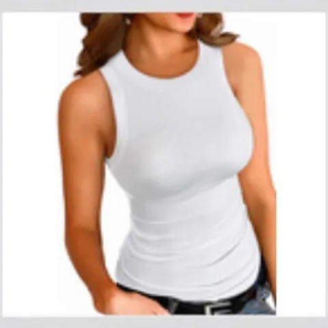 Women Plus Size Racerback Tank Top Ribbed Knit Slim Fit Solid Color Sleeveless Round Neck Casual Base Layer Top
