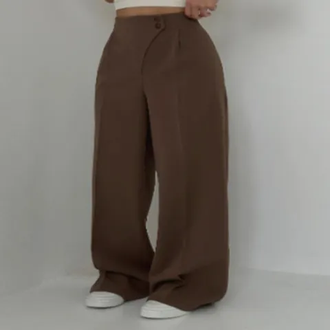 Women Fashion High Waisted Straight Leg Trousers Slim Fit Polyester Spandex Bottom Office Wear Solid Color Long Casual Pants