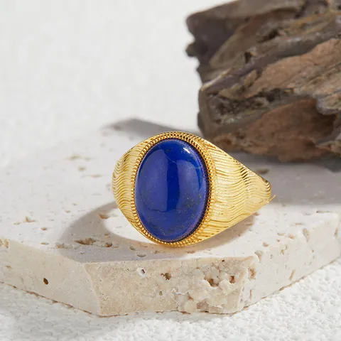 Vintage S925 Sterling Silver Natural Gemstone Open Ring Adjustable Tiger Eye Lapis Lazuli Amethyst Jewelry Ring For Women