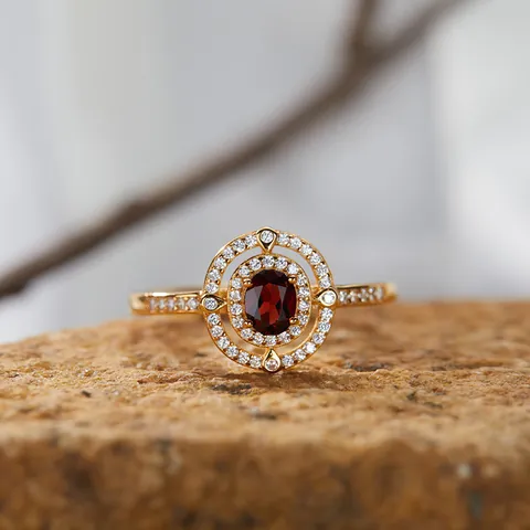 925 Sterlingsilber 18K Vergoldet Natürlicher Saphir Granat Topas Diopsid Citrin Halo Schmuck Ring Halskette Ohrring Für Damen