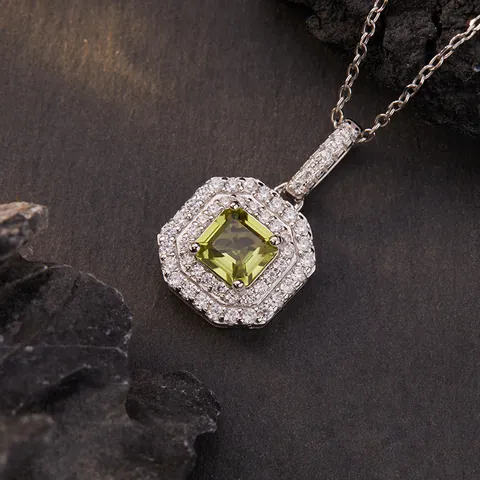S925 Sterling Silver Square Sugar Cube Crystal Pendant Necklace Geometric Rhinestone Halo Clavicle Chain Jewelry For Women