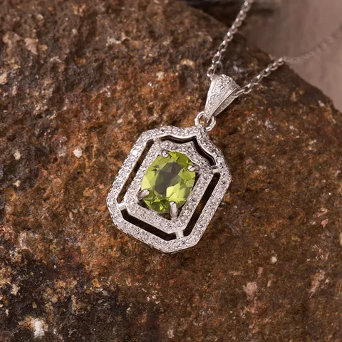925 Sterling Silver Natural Gemstone Pendant Necklace Amethyst Topaz Citrine Garnet Peridot Geometric Rhinestone Inlaid Necklace Jewelry For Women