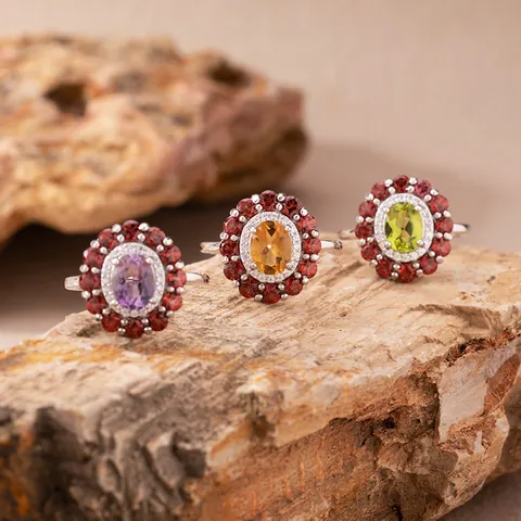 S925 Sterlingsilber Natürlicher Amethyst Citrin Anhänger Halskette Für Damen Vintage Blumen Topas Granat Aquamarin Schmuck