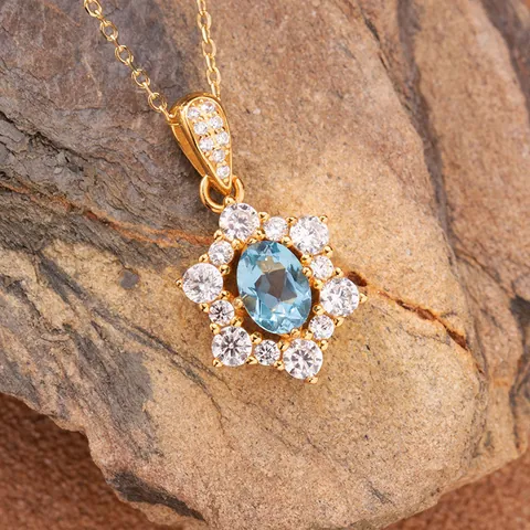 925 Sterling Silver Natural Garnet Citrine Amethyst Topaz Peridot Sun Flower Pendant Necklace For Women Elegant Jewelry