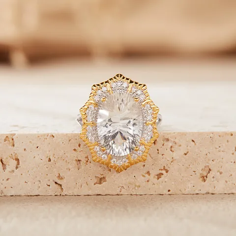 Vintage Victorian S925 Sterling Silver Ring For Women Natural Oval Amethyst Malachite Citrine Topaz Double Layer Rhinestone Inlaid Heavy Palace Style Ring