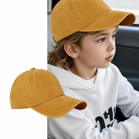 Vintage Washed Cotton Kids Baseball Cap Adjustable Breathable Distressed Sunshade Hat For Children Boys Girls Casual Sports Accessories