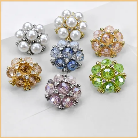 Botones de Pata de Metal Flor Vintage Con Adorno de Aleación Circonia Perla Artificial Exquisitos Botones Decorativos para Abrigo de Lana Suéter Cárdigan Accesorios de Ropa de Moda