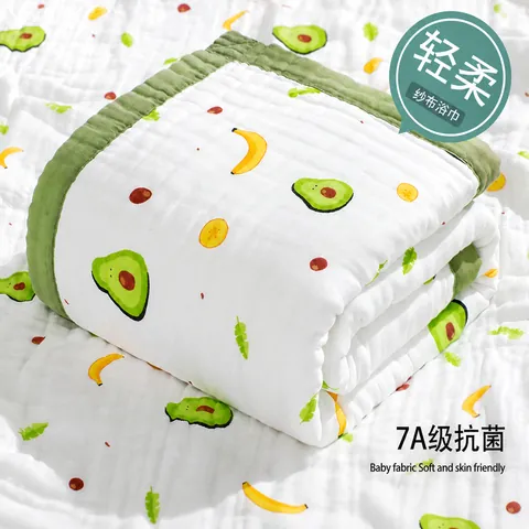 Baby Bath Towel Swaddle Blanket Cotton Muslin Gauze Soft Breathable Absorbent Cartoon Printed For Newborn Infants Toddlers