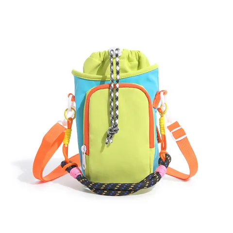 Women Bucket Bag PU Leather Lychee Pattern Golden Knot Metal Clasp Top Handle Shoulder Crossbody Handbag Urban Simple