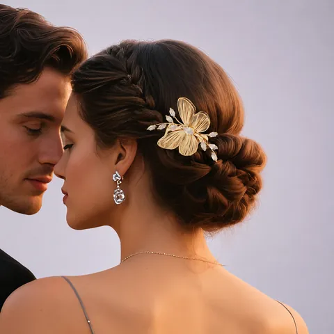 Luxury Gold Alloy Zircon Flower Butterfly Hair Comb Bridal Wedding Headpiece For Women Banquet Party Hair Jewelry Accessories
