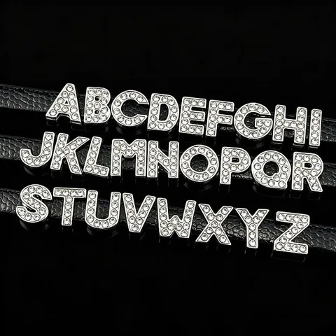 Ciondoli Lettere Alfabeto Strass Scorrevoli Lega Zinco Per DIY Bracciale Portachiavi Gioielli Personalizzati Argento