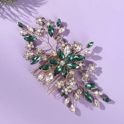 Luxury Rhinestone Bridal Hair Comb Elegant Floral Alloy Headpiece For Wedding Banquet Photography Women Hair Jewelry