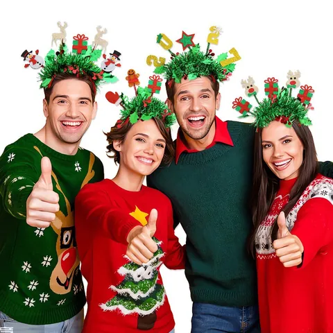 Kerst Rendier Gewei Haarband Feestelijke Partij Decoratieve Bril Sneeuwpop Kerstmuts Slingers Haaraccessoires Voor Vakantie