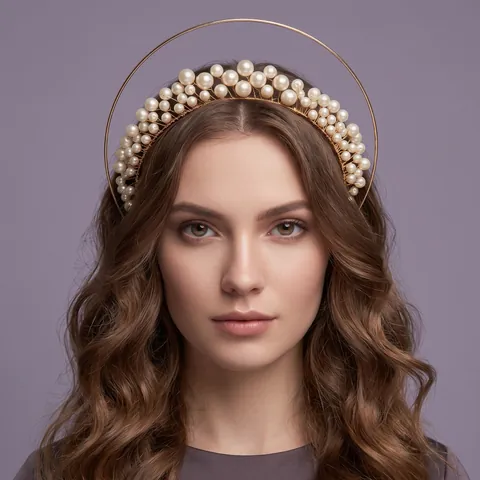 Ancient Lolita Madonna Halo Crown Headband Handmade Artificial Pearl Flower Wedding Party Photography Hair Accessories
