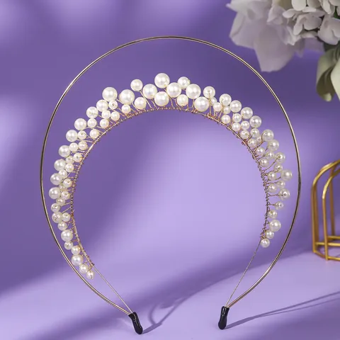Ancient Lolita Madonna Halo Crown Headband Handmade Artificial Pearl Flower Wedding Party Photography Hair Accessories