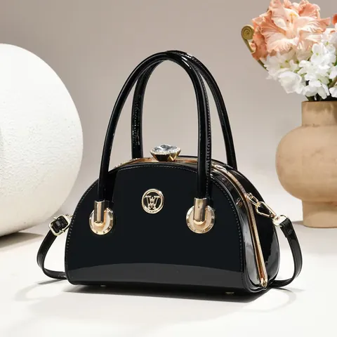 Elegant Glitter Evening Bag Handbag With Rhinestone Clasp Metal Frame Chain Strap Geometric Texture For Women Party