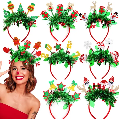 Kerst Rendier Gewei Haarband Feestelijke Partij Decoratieve Bril Sneeuwpop Kerstmuts Slingers Haaraccessoires Voor Vakantie