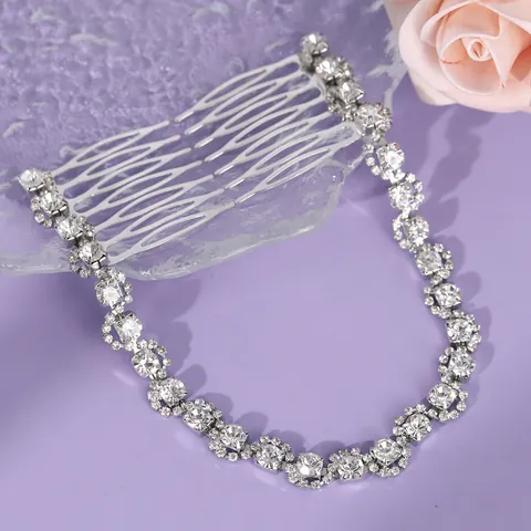 Vintage Alloy Rhinestone Bridal Hair Comb Luxury Floral Leaf Crystal Headpiece For Wedding Party Prom Women Hair Accessories