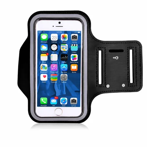 Brazalete Deportivo Para Teléfono Neopreno PU Pantalla Táctil Impermeable Para Correr Ciclismo Fitness Con Porta Llaves Tira Reflectante