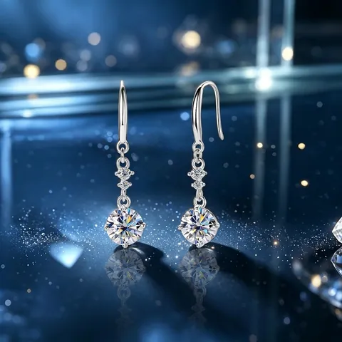 Luxe S925 Sterling Zilveren Moissaniet Hangoorbellen Voor Dames D Kleur VVS1 Geometrische Lange Kwast Zirconia Sieraden
