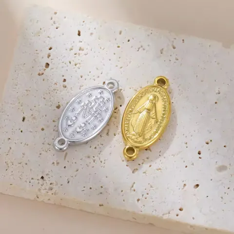 Vintage Edelstahl Jungfrau Maria Oval Wunderbare Medaille Anhänger Für Halskette DIY Schmuckherstellung Religiöses Zubehör