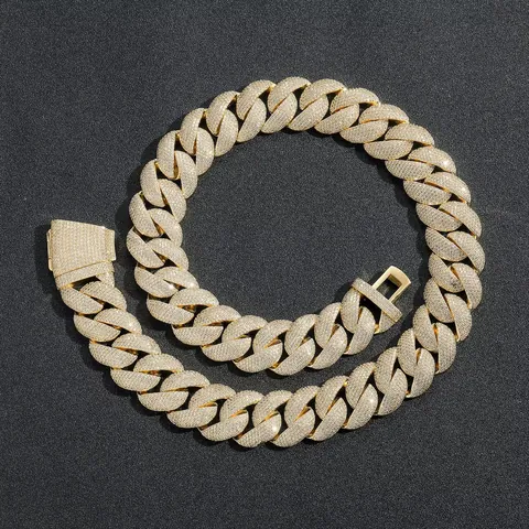Hip Hop Bubble Cuban Link Chain Necklace Iced Out Pave Cubic Zirconia Copper Real Gold Plated Chain Jewelry For Men Women